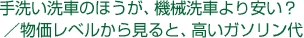 手洗い洗車のほうが、機械洗車より安い?/物価レベルから見ると、高いガソリン代
